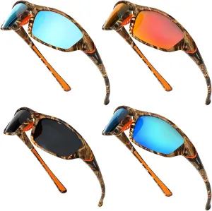 TOODOO 4 Pairs Men Polarized Sunglasses with UV Protection Driving Glasses Sports for Sport Outdoor Activities