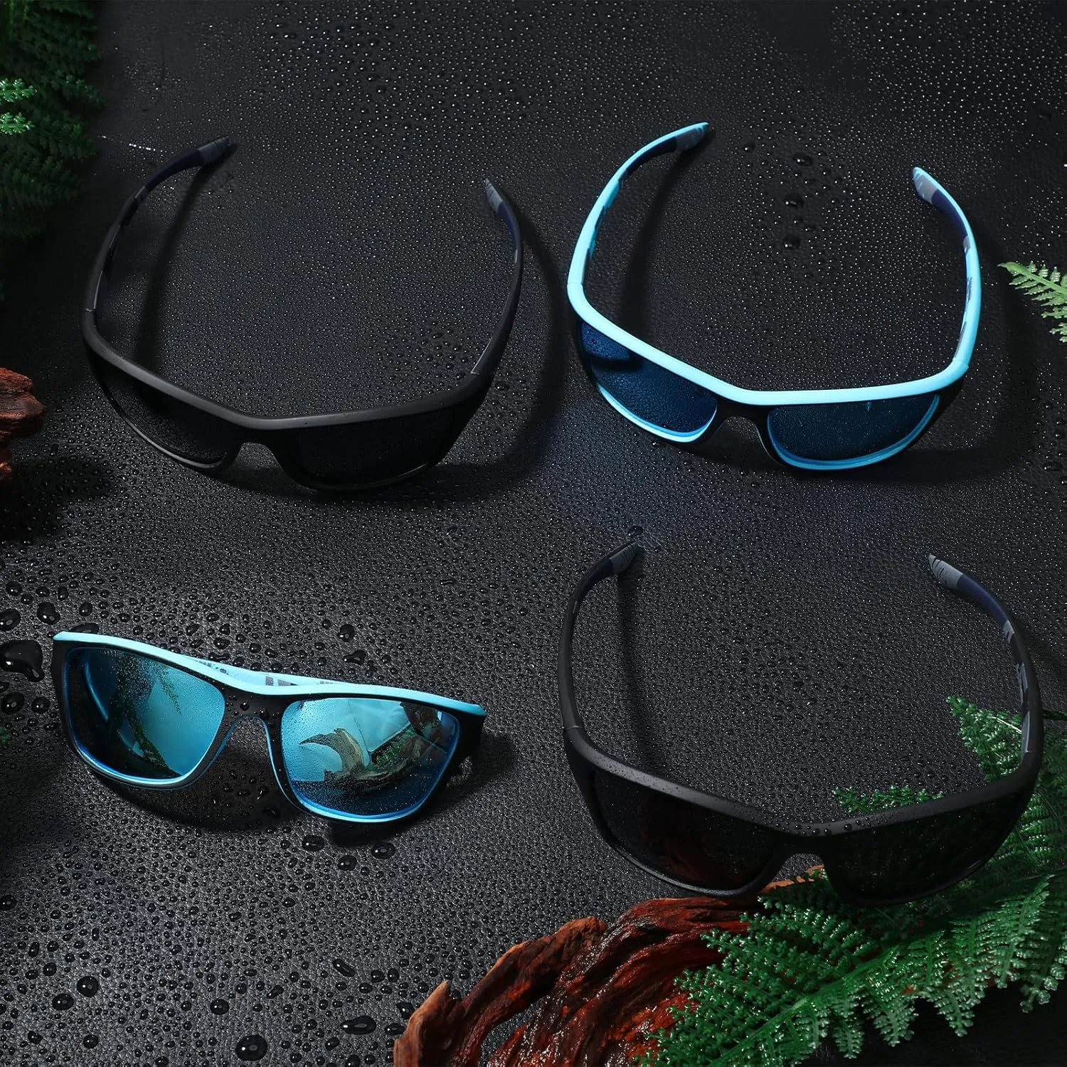 TOODOO 4 Pairs Men Polarized Sunglasses with UV Protection Driving Glasses Sports for Sport Outdoor Activities