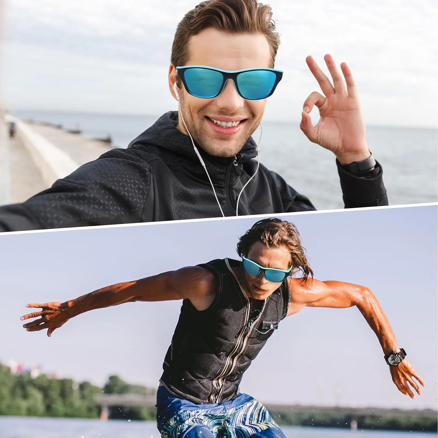 TOODOO 4 Pairs Men Polarized Sunglasses with UV Protection Driving Glasses Sports for Sport Outdoor Activities