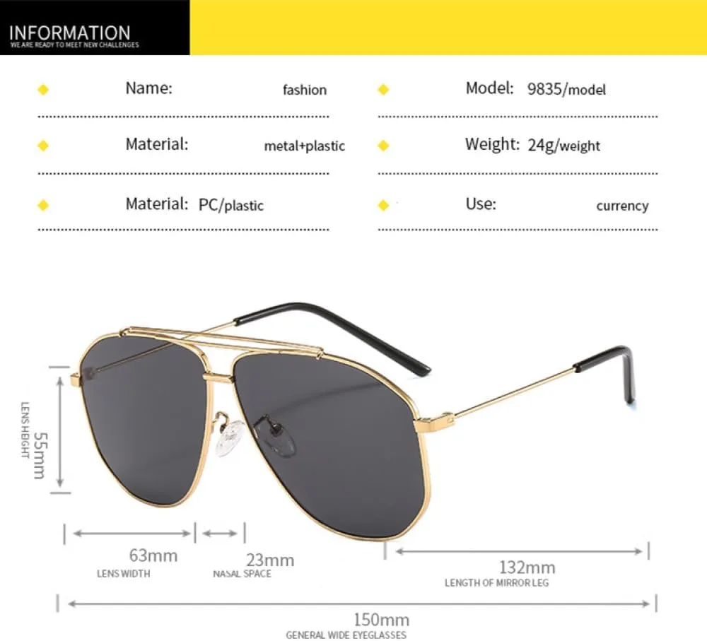 Trend Ciassic Retro Metal Frame Sunglasses For Women Men Vintage Double Bridge Unisex Shades UV400