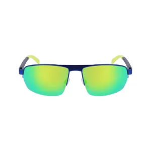 Trendy Semi-Rim Metal Sunglasses - Navy