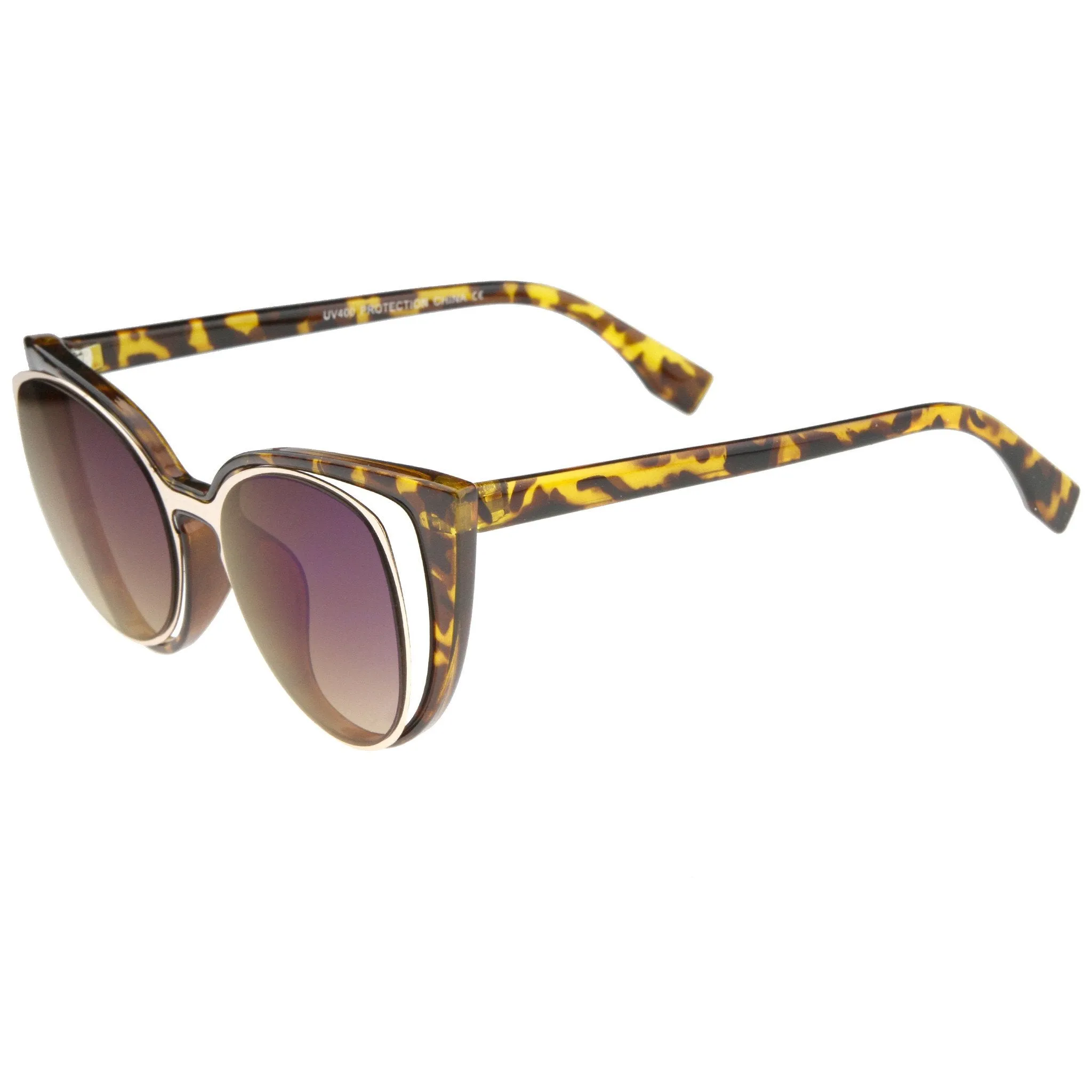 Unique Women's Laser Cut Insert Cay Eye Sunglasses A488