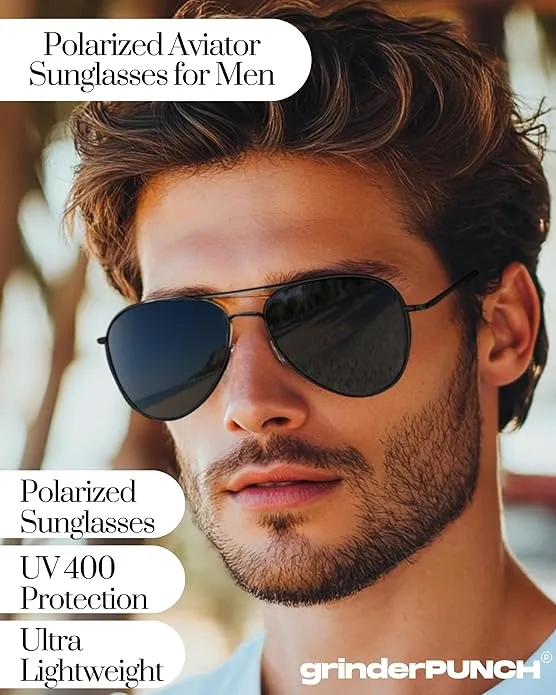 Unisex Aviator Sunglasses Metal Black Frame/Black Lens