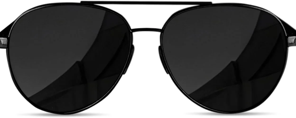 Unisex Aviator Sunglasses Metal Black Frame/Black Lens