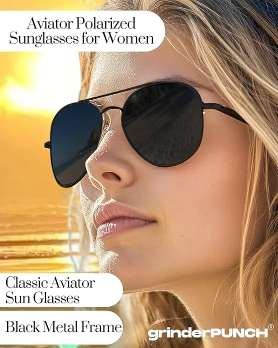Unisex Aviator Sunglasses Metal Black Frame/Black Lens