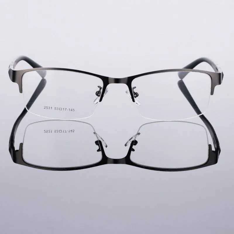 Unisex Half Rim Alloy Tr 90 Temple Eyeglasses 2531