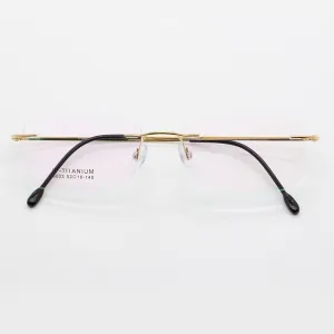 Unisex Rimless Titanium Frame Eyeglasses Customizable Lenses 9003