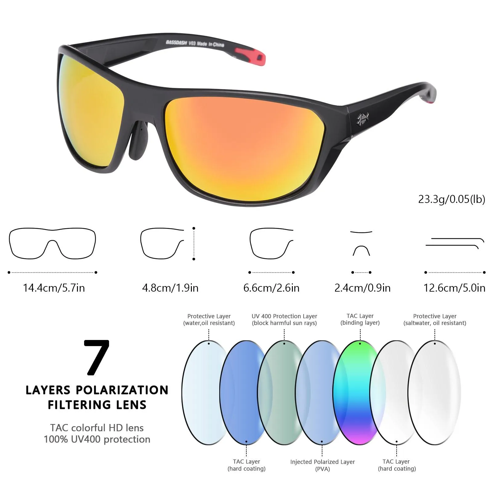 Unisex V03 Polarized Fishing Sunglasses UV400