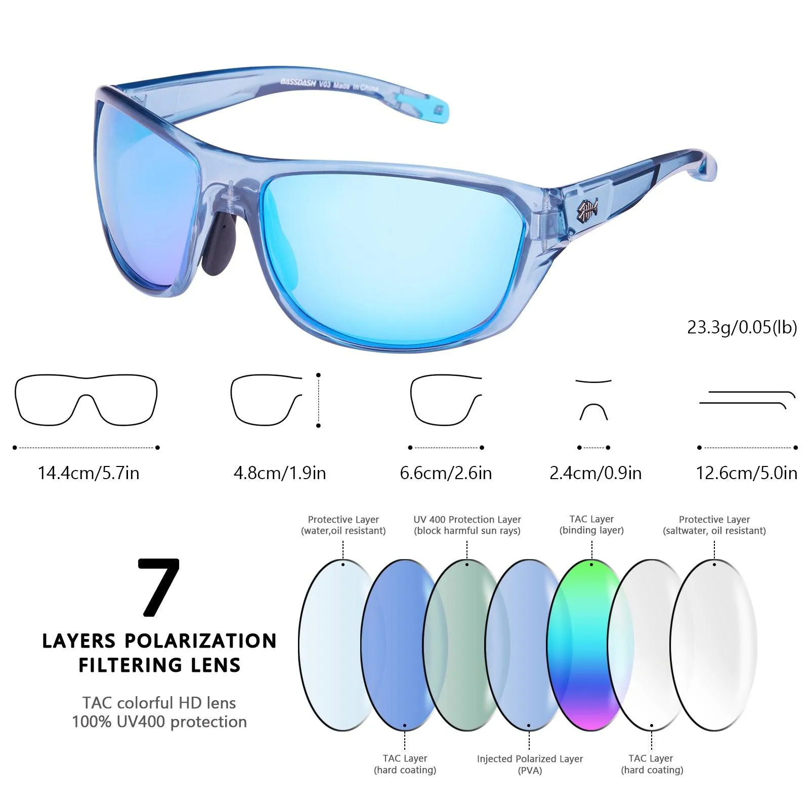 Unisex V03 Polarized Fishing Sunglasses UV400