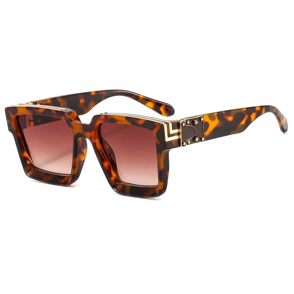 VAIGE Luxury Vintage Square Sunglasses with Clear Polycarbonate Frame and UV400 Protection, High-Quality Designer Eyewear, 57mm Lens Width, Casual Style