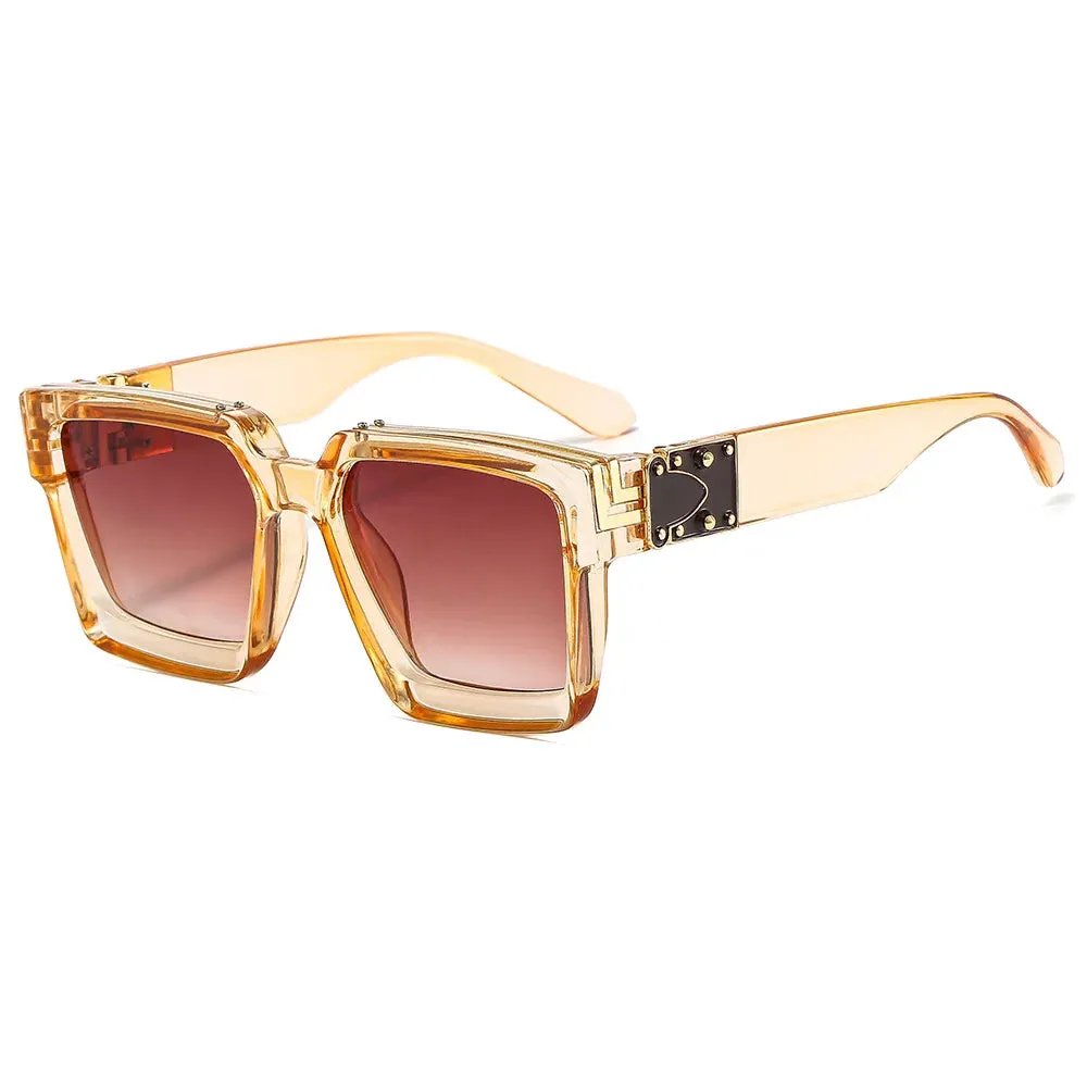 VAIGE Luxury Vintage Square Sunglasses with Clear Polycarbonate Frame and UV400 Protection, High-Quality Designer Eyewear, 57mm Lens Width, Casual Style