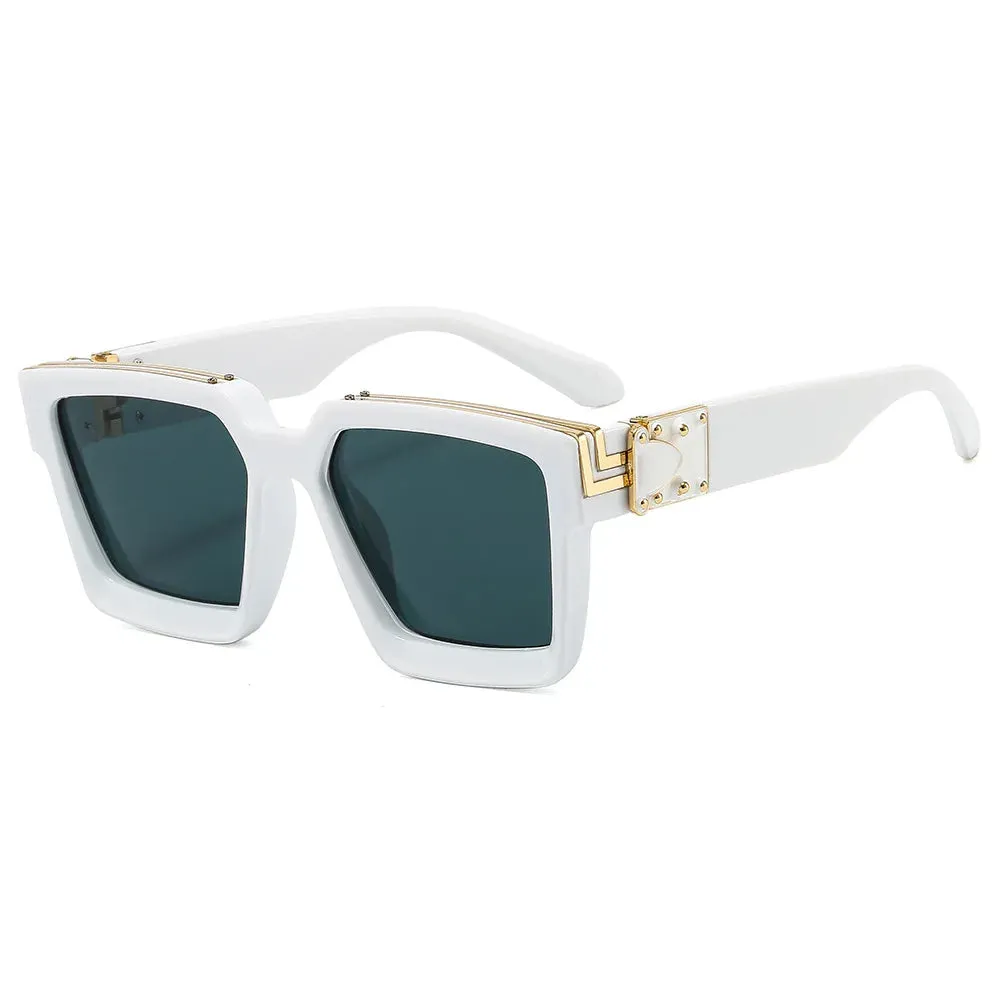 VAIGE Luxury Vintage Square Sunglasses with Clear Polycarbonate Frame and UV400 Protection, High-Quality Designer Eyewear, 57mm Lens Width, Casual Style