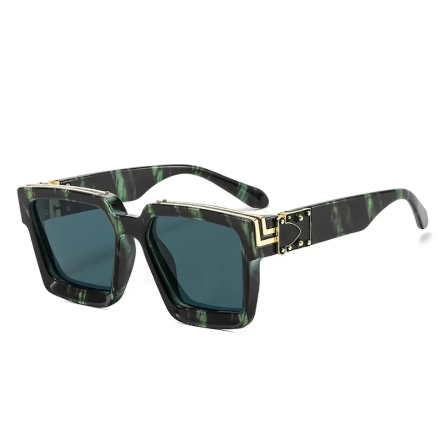 VAIGE Luxury Vintage Square Sunglasses with Clear Polycarbonate Frame and UV400 Protection, High-Quality Designer Eyewear, 57mm Lens Width, Casual Style