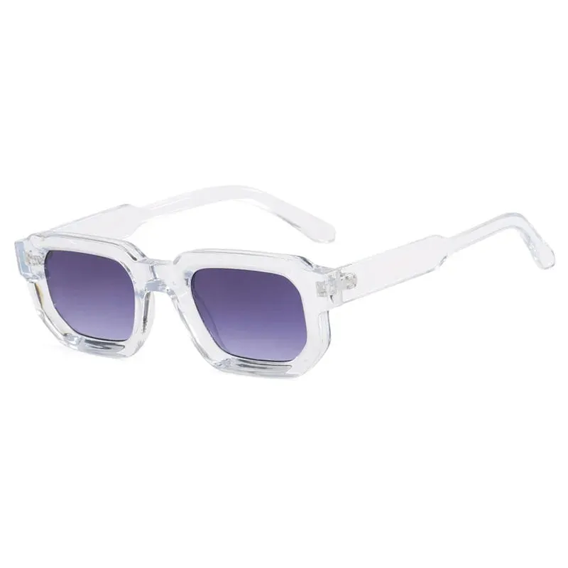 VAIGE Retro Blue Square Sunglasses with Clear UV400 Lenses, Polycarbonate Frame and Lens, 38mm Width x 34mm Height