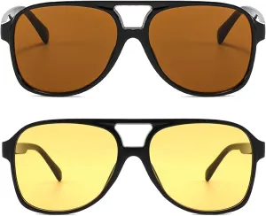 VIA LEECA Vintage Polarized Aviator Sunglasses Women Men Retro Oversized 70s Sun Glasses