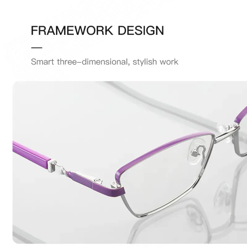 Vicky Unisex Full Rim Square Stainless Steel Reading Glasses 3012