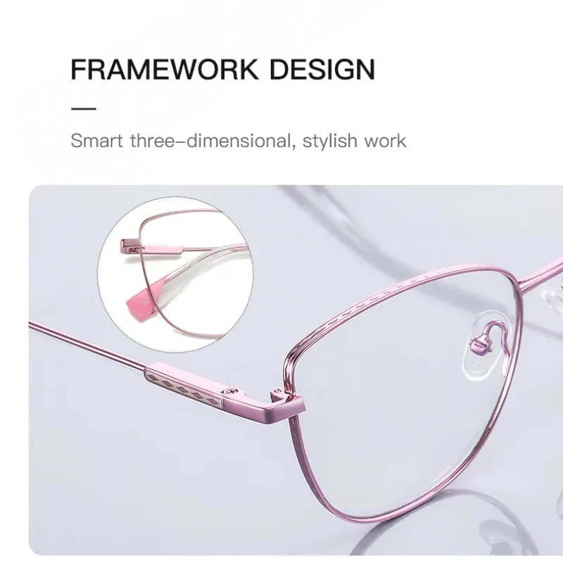 Vicky Women's Full Rim Cat Eye Stainless Steel Reading Glasses 3032