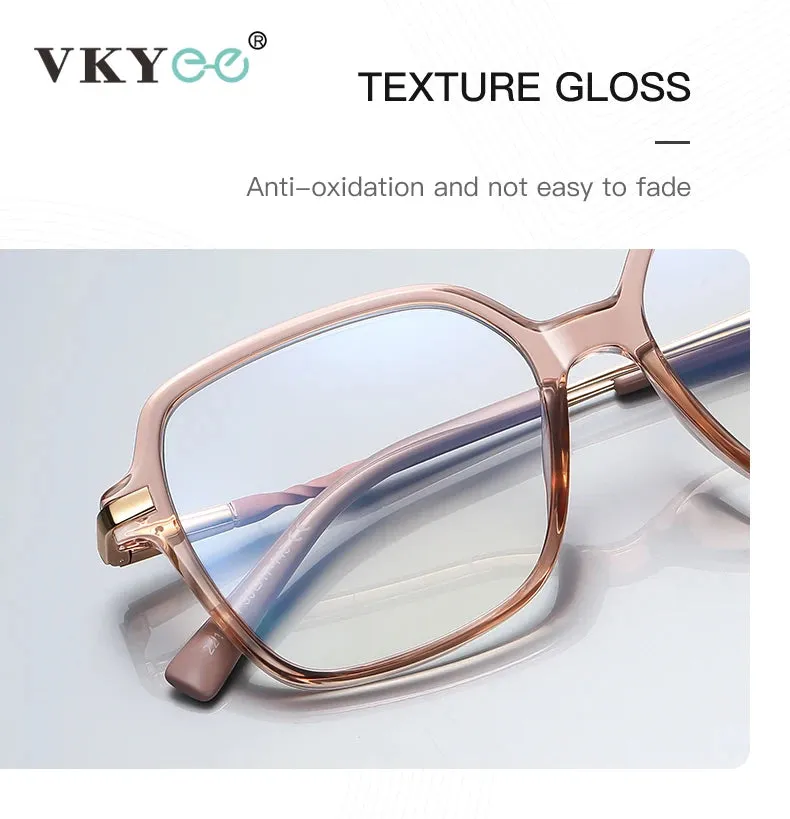 Vicky Women's Full Rim Large Polygon Tr 90 Alloy Reading Glasses 2211