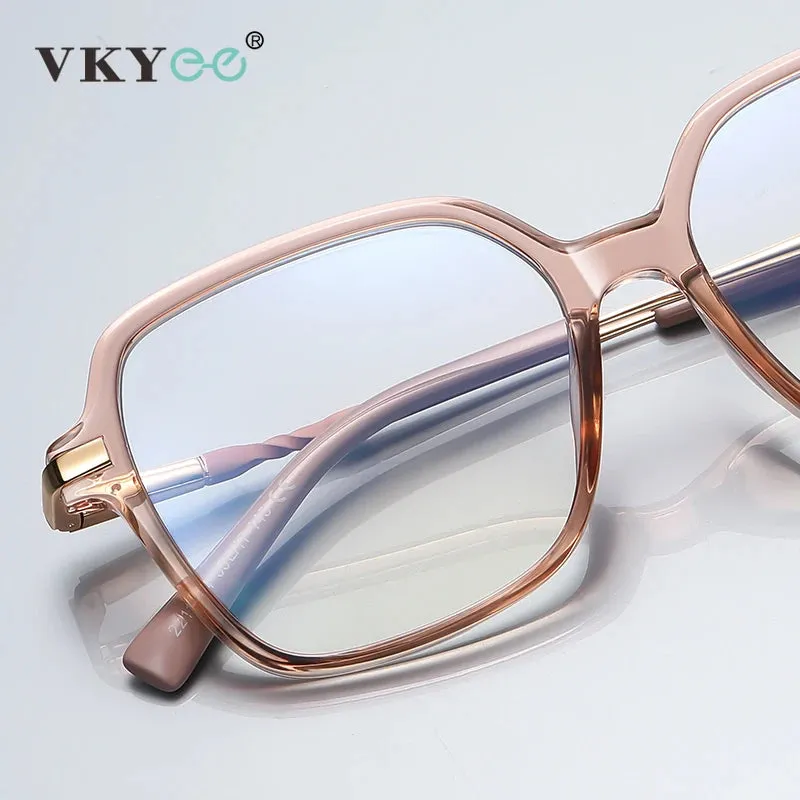 Vicky Women's Full Rim Large Polygon Tr 90 Alloy Reading Glasses 2211