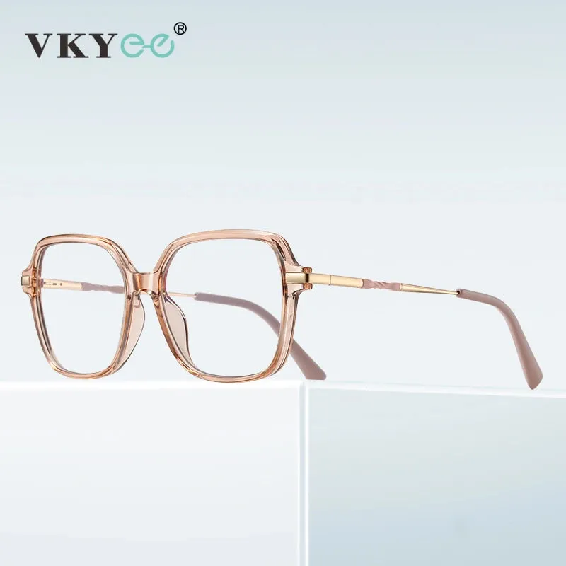 Vicky Women's Full Rim Large Polygon Tr 90 Alloy Reading Glasses 2211