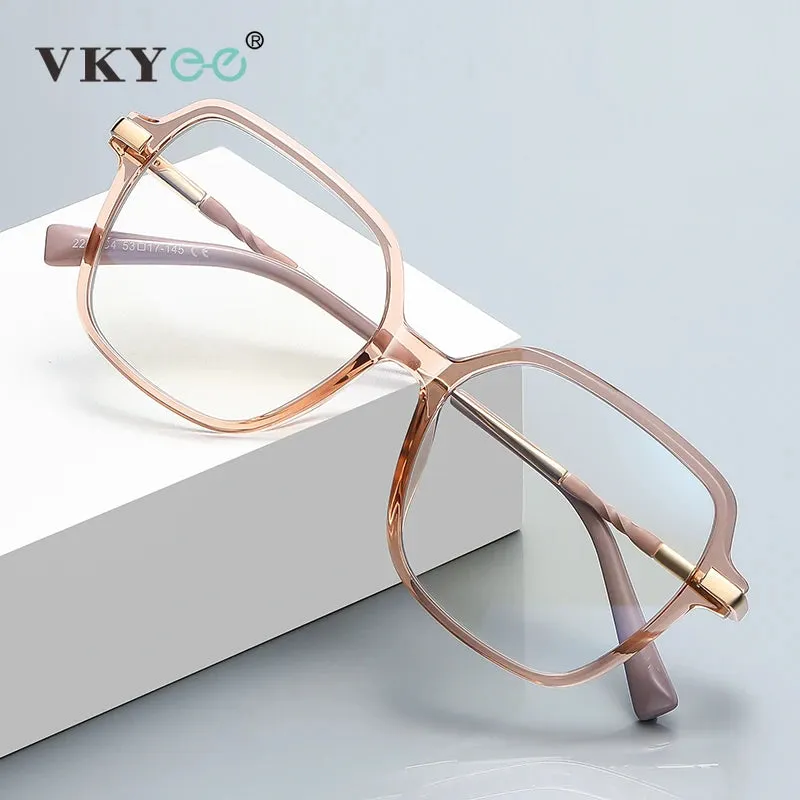 Vicky Women's Full Rim Large Polygon Tr 90 Alloy Reading Glasses 2211