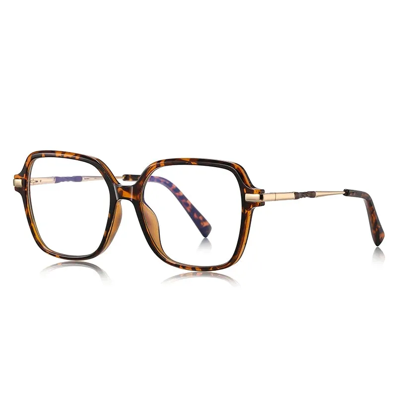 Vicky Women's Full Rim Large Polygon Tr 90 Alloy Reading Glasses 2211