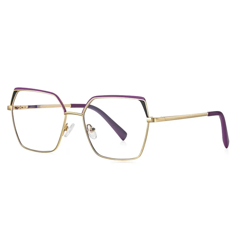 Vicky Women's Full Rim Large Square Alloy Reading Glasses 3102
