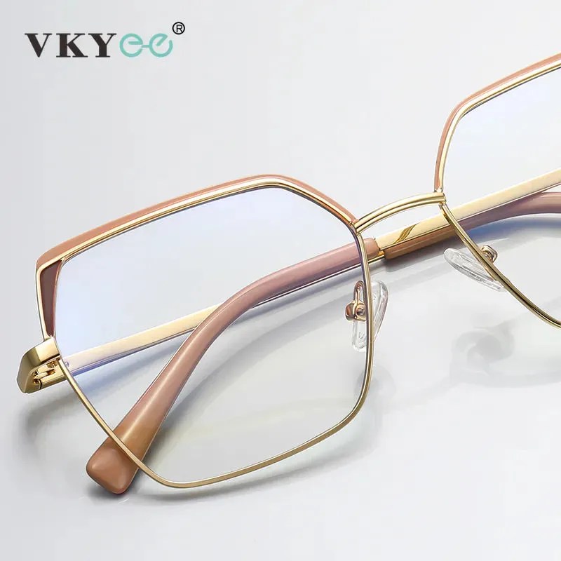 Vicky Women's Full Rim Large Square Alloy Reading Glasses 3102