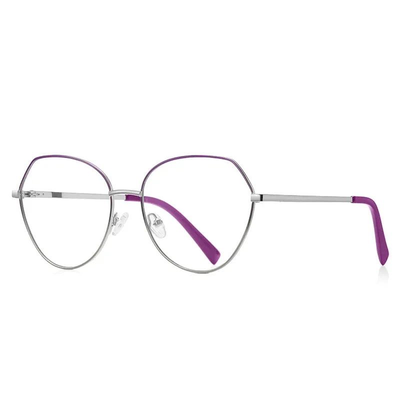 Vicky Women's Full Rim Oval Polygon Stainless Steel Reading Glasses 3095