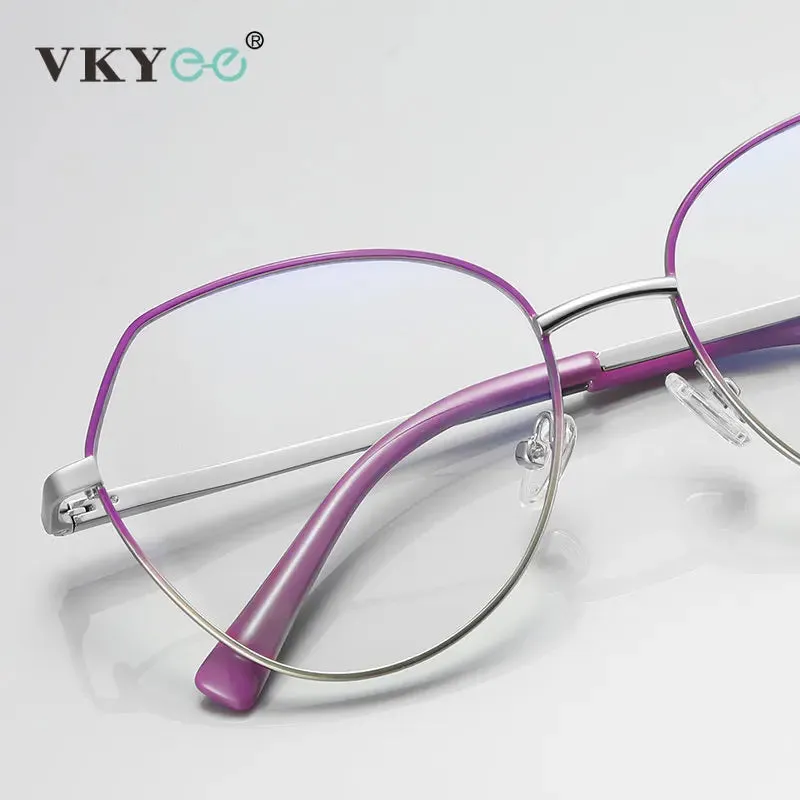 Vicky Women's Full Rim Oval Polygon Stainless Steel Reading Glasses 3095
