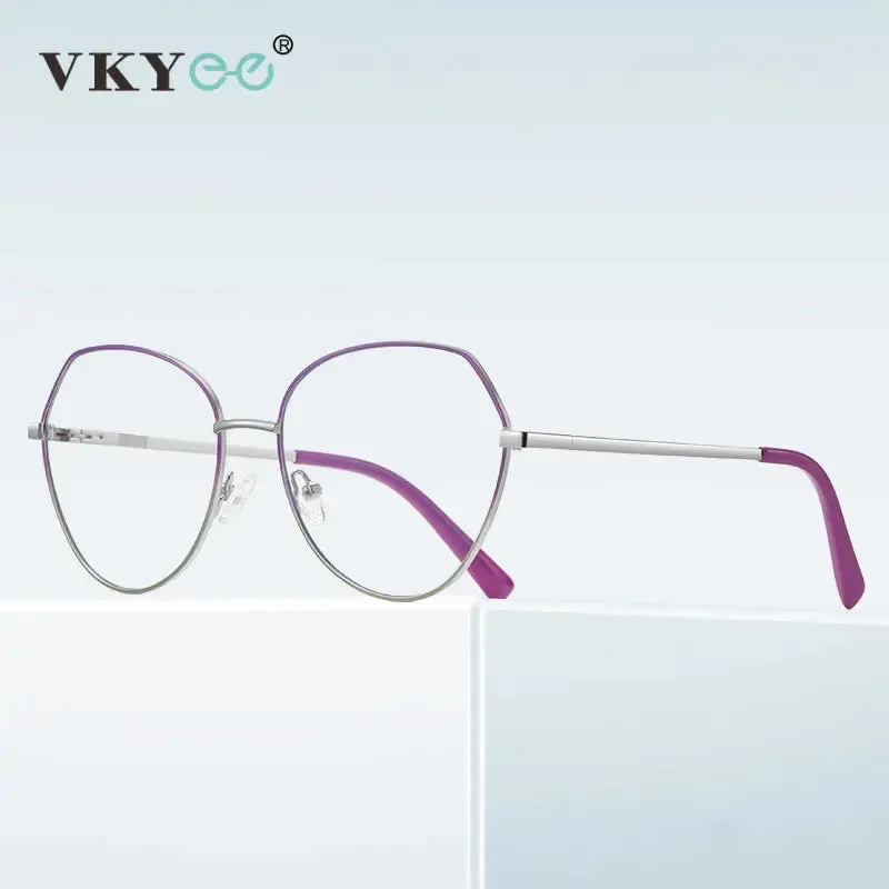 Vicky Women's Full Rim Oval Polygon Stainless Steel Reading Glasses 3095