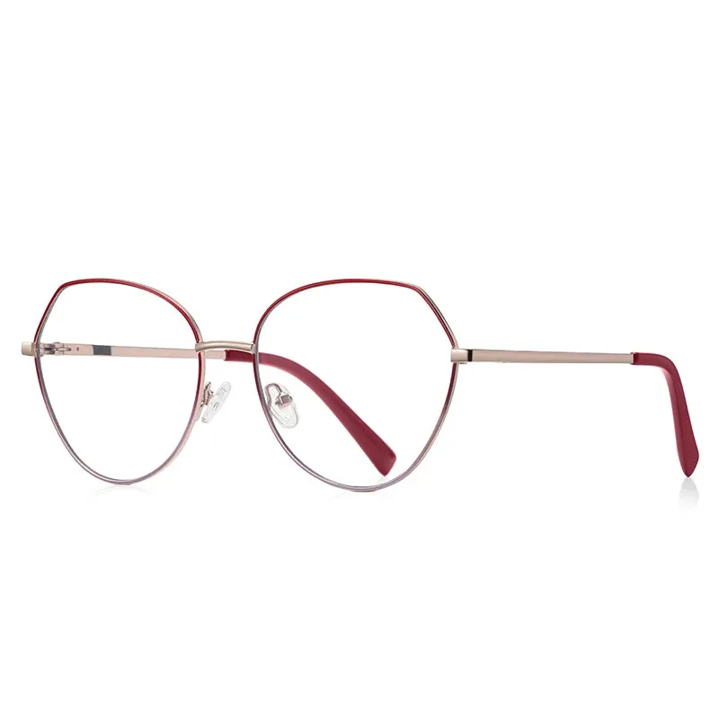 Vicky Women's Full Rim Oval Polygon Stainless Steel Reading Glasses 3095