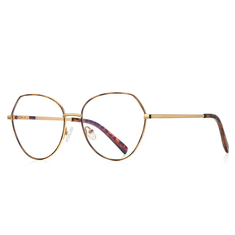 Vicky Women's Full Rim Oval Polygon Stainless Steel Reading Glasses 3095