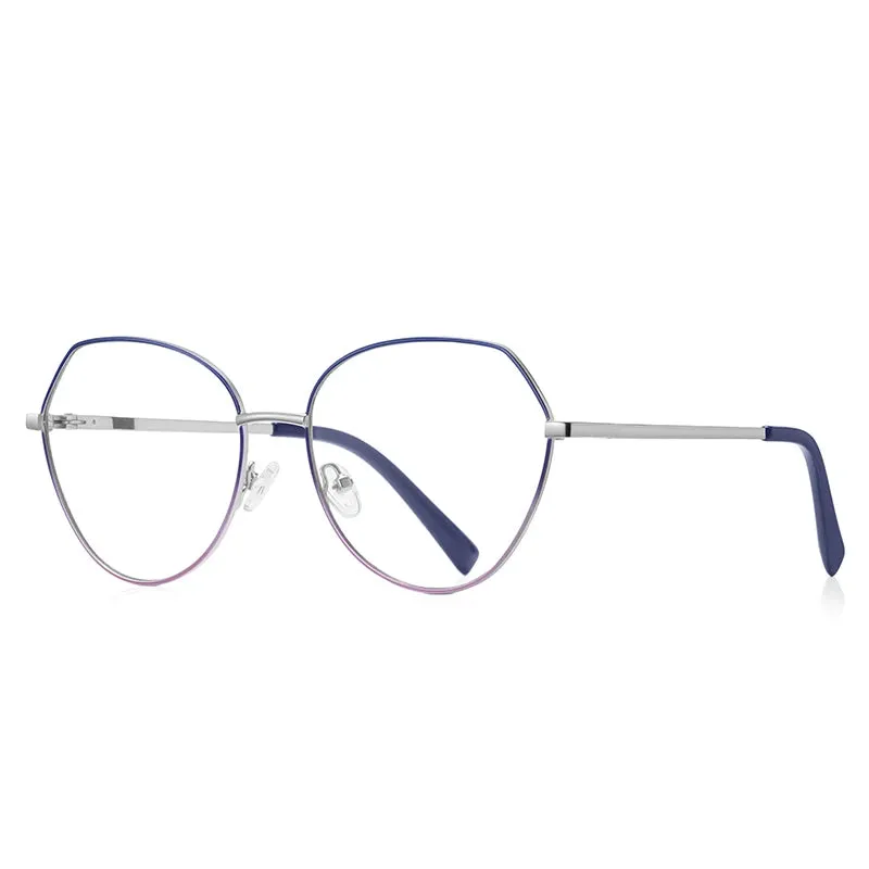 Vicky Women's Full Rim Oval Polygon Stainless Steel Reading Glasses 3095