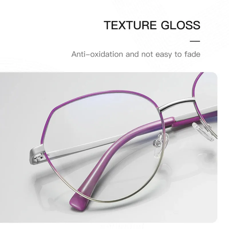 Vicky Women's Full Rim Oval Polygon Stainless Steel Reading Glasses 3095