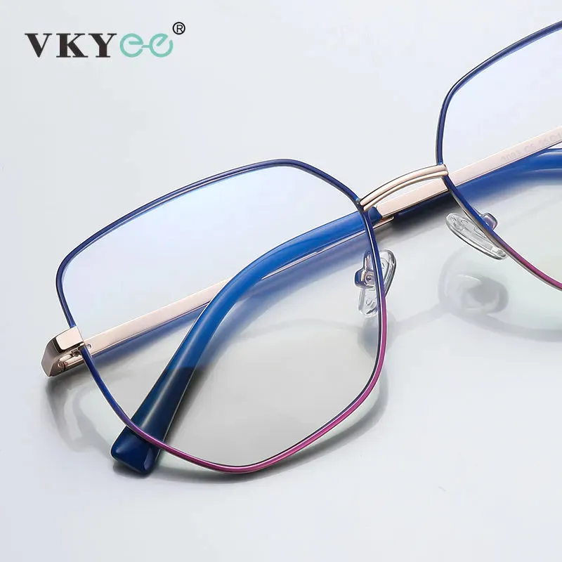 Vicky Women's Full Rim Polygon Square Stainless Steel Reading Glasses 3093