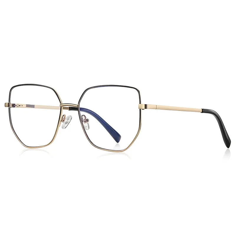 Vicky Women's Full Rim Polygon Square Stainless Steel Reading Glasses 3093