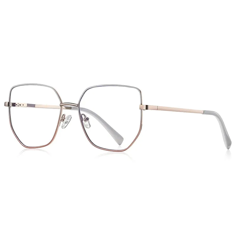 Vicky Women's Full Rim Polygon Square Stainless Steel Reading Glasses 3093