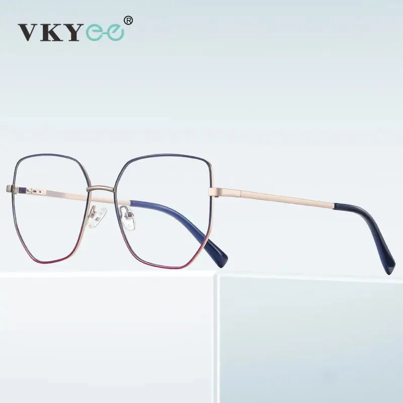 Vicky Women's Full Rim Polygon Square Stainless Steel Reading Glasses 3093