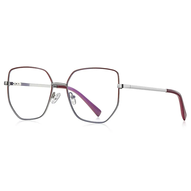 Vicky Women's Full Rim Polygon Square Stainless Steel Reading Glasses 3093