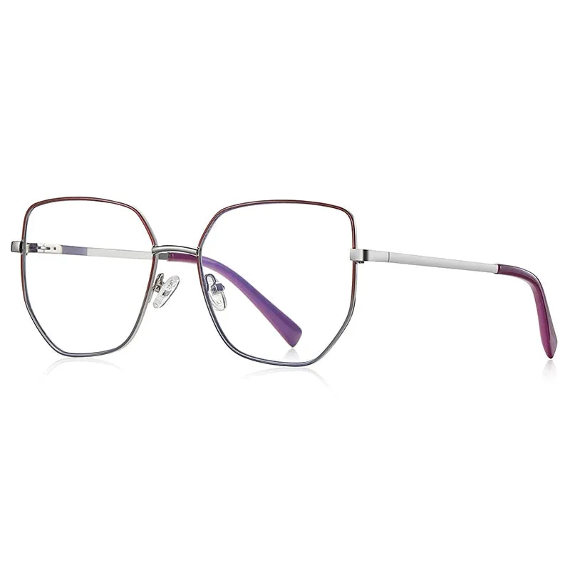 Vicky Women's Full Rim Polygon Square Stainless Steel Reading Glasses 3093