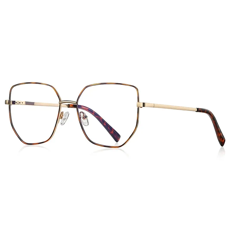 Vicky Women's Full Rim Polygon Square Stainless Steel Reading Glasses 3093