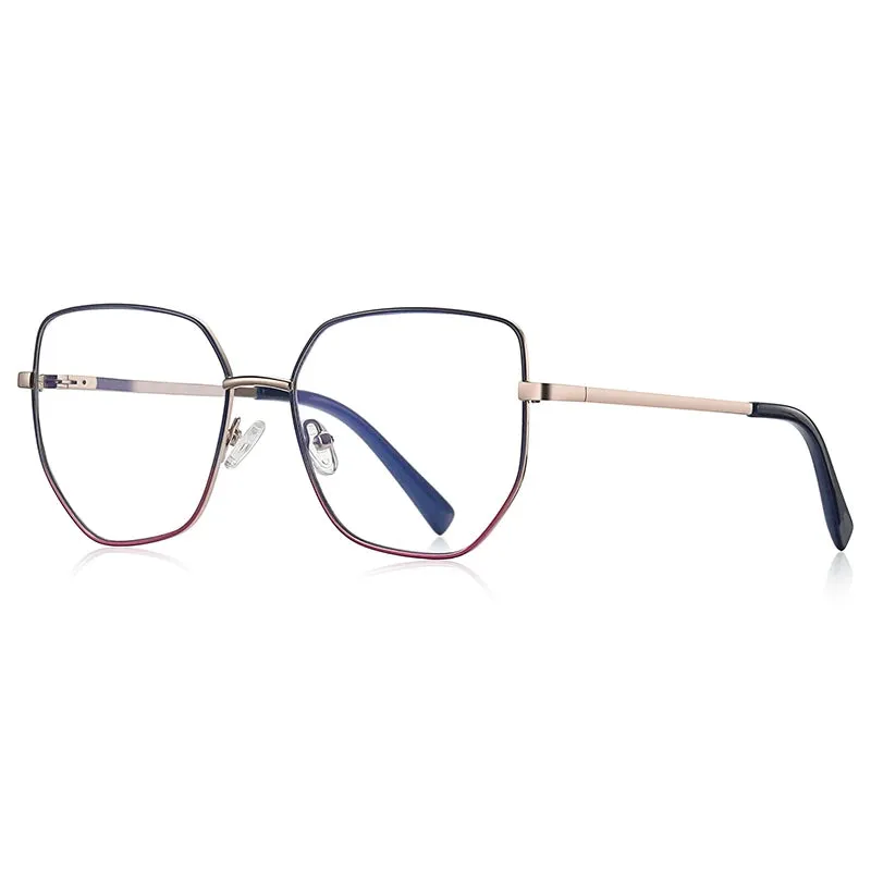 Vicky Women's Full Rim Polygon Square Stainless Steel Reading Glasses 3093