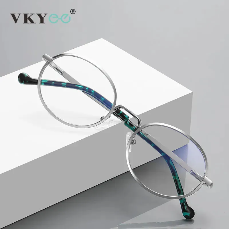 Vicky Women's Full Rim Round Stainless Steel Reading Glasses 3058