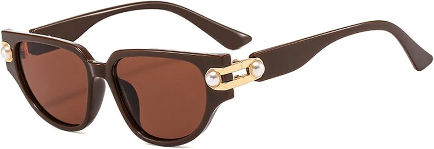 Vintage Cat Eye Sunglasses Women Sun Glasses For Female Luxury Pearl Sunglasses Trendy Sexy Ladies Elegant Eyeglasses UV400