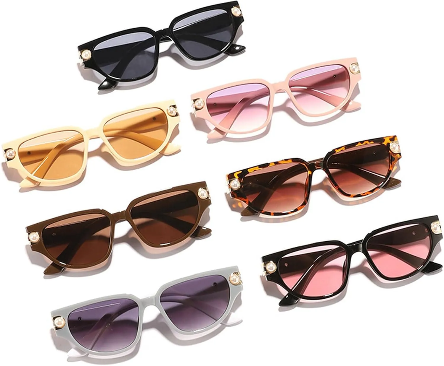 Vintage Cat Eye Sunglasses Women Sun Glasses For Female Luxury Pearl Sunglasses Trendy Sexy Ladies Elegant Eyeglasses UV400