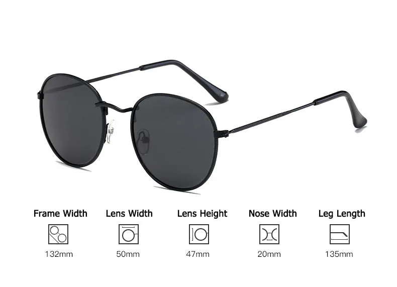 Vintage Classic 3447 Round Metal Style Polarized Sunglasses Unisex Vintage Retro Sunglasses