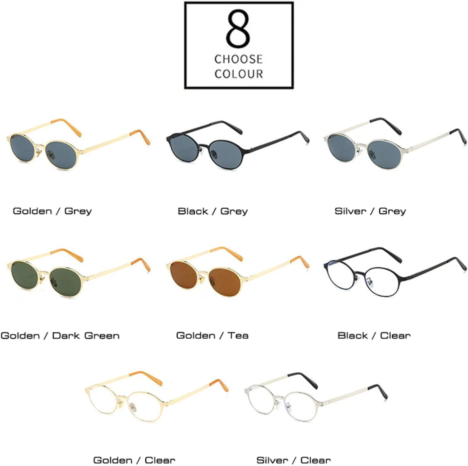 Vintage Classic Women Small Oval Metal Frame Sunglasses Fashion Rivets Men Punk Shades Uv400 Sun Glasses