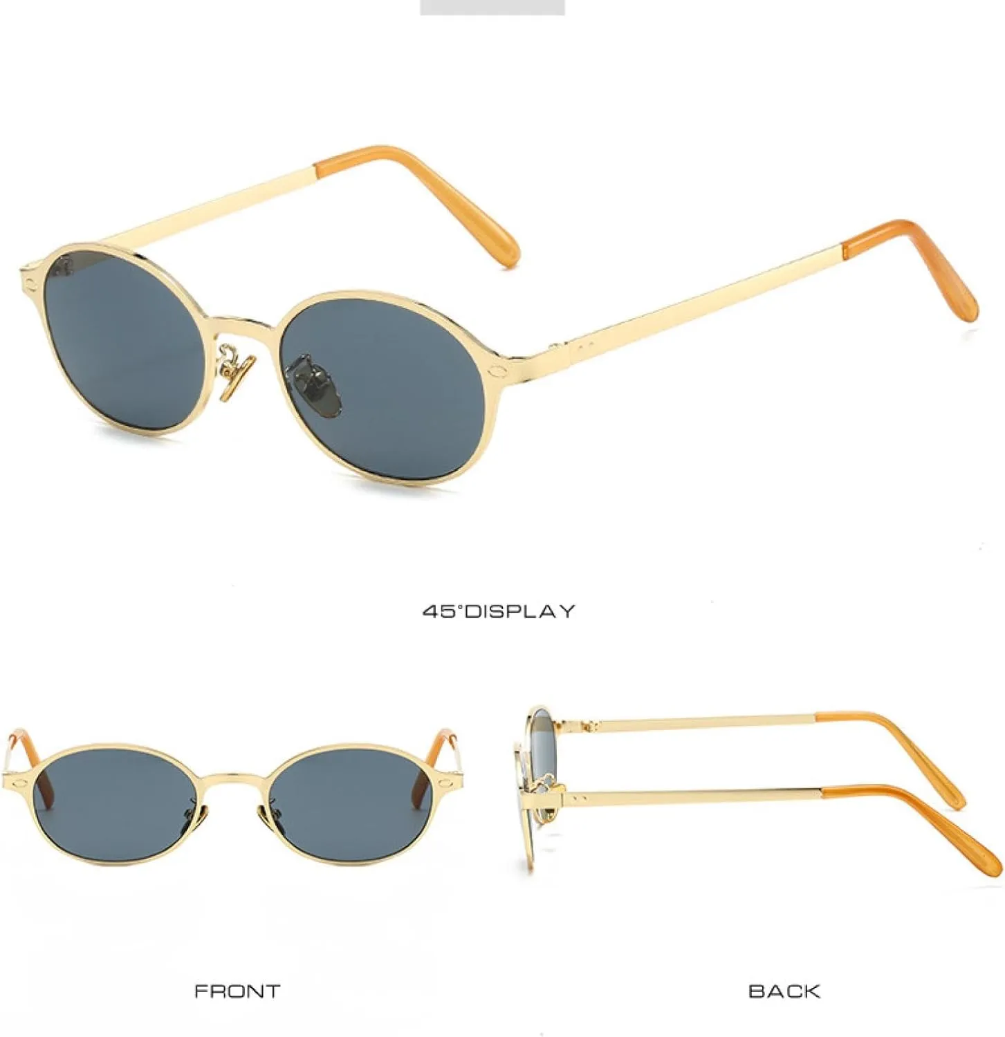 Vintage Classic Women Small Oval Metal Frame Sunglasses Fashion Rivets Men Punk Shades Uv400 Sun Glasses
