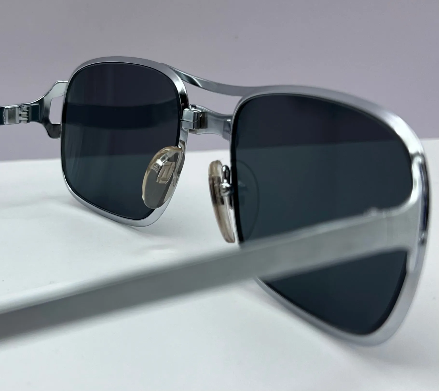 Vintage COTTET FRAMES Model:39501-NEW/OLD STOCK-  Fashioned with Brand New “Berkos Designs” Custom Solid Grey/Blue Lenses